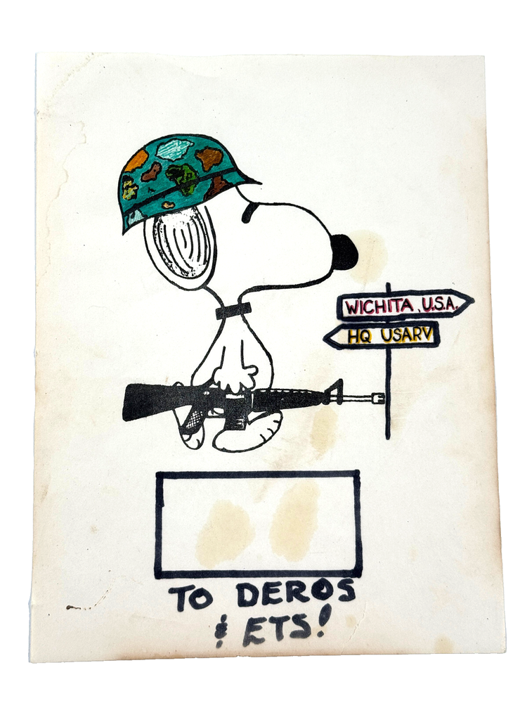 1960s 70s Vietnam War Marines Snoopy Folk Art Poster Flyer Vintage Collectible