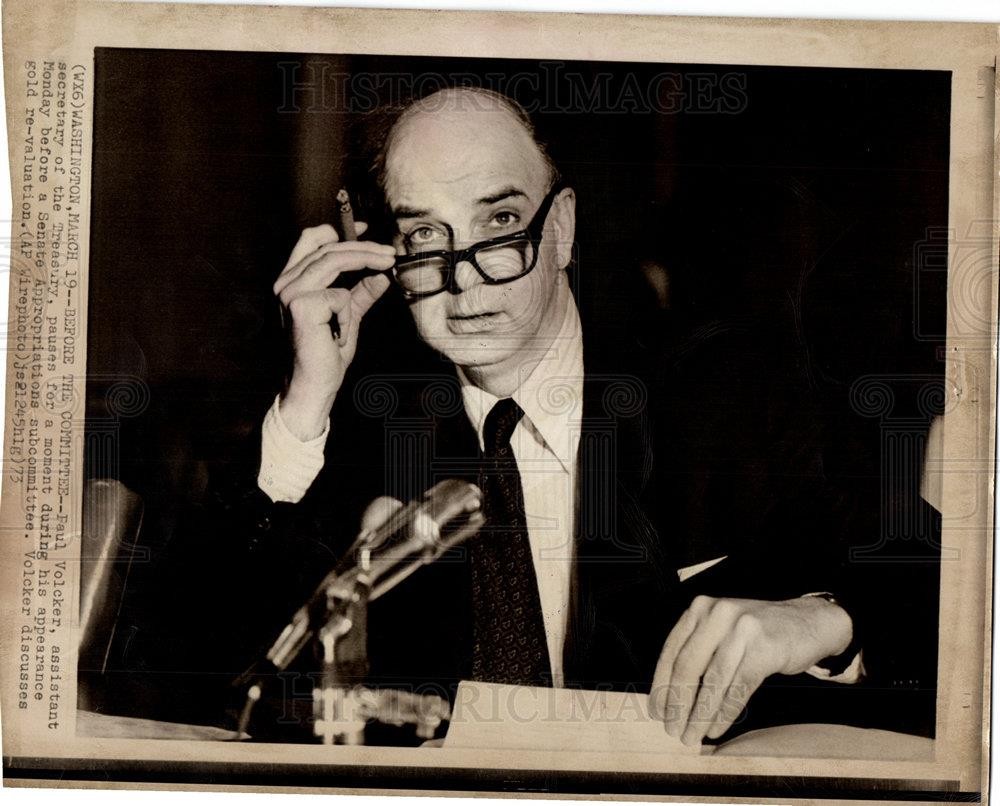 1973 Press Photo Paul Volcker Treasury Secretary Senate - dfpb71511