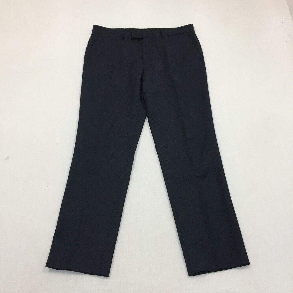 Jaeger Suit Trousers Mens W34 L31 Straight Fit Dress Pants Wool Mix Blue (34R)