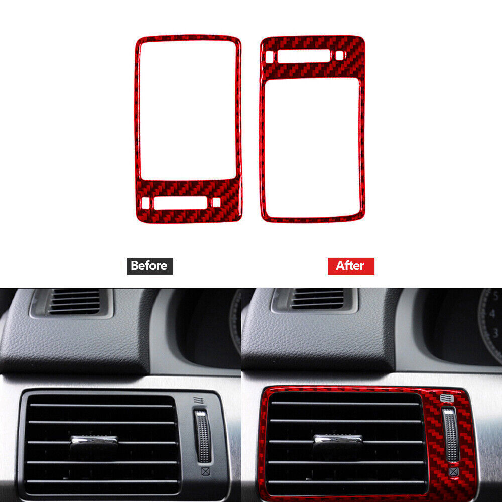Red Carbon Fiber Side Air Vent Outlet Panel Trim Cover For Honda Accord 2013-17