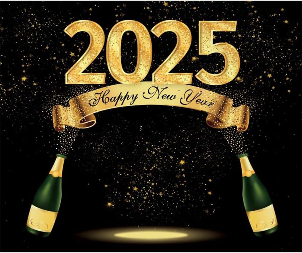 Happy New Year Backdrop 10X8Ft 2025 New Years Backdrop New Year Champagne Party-image