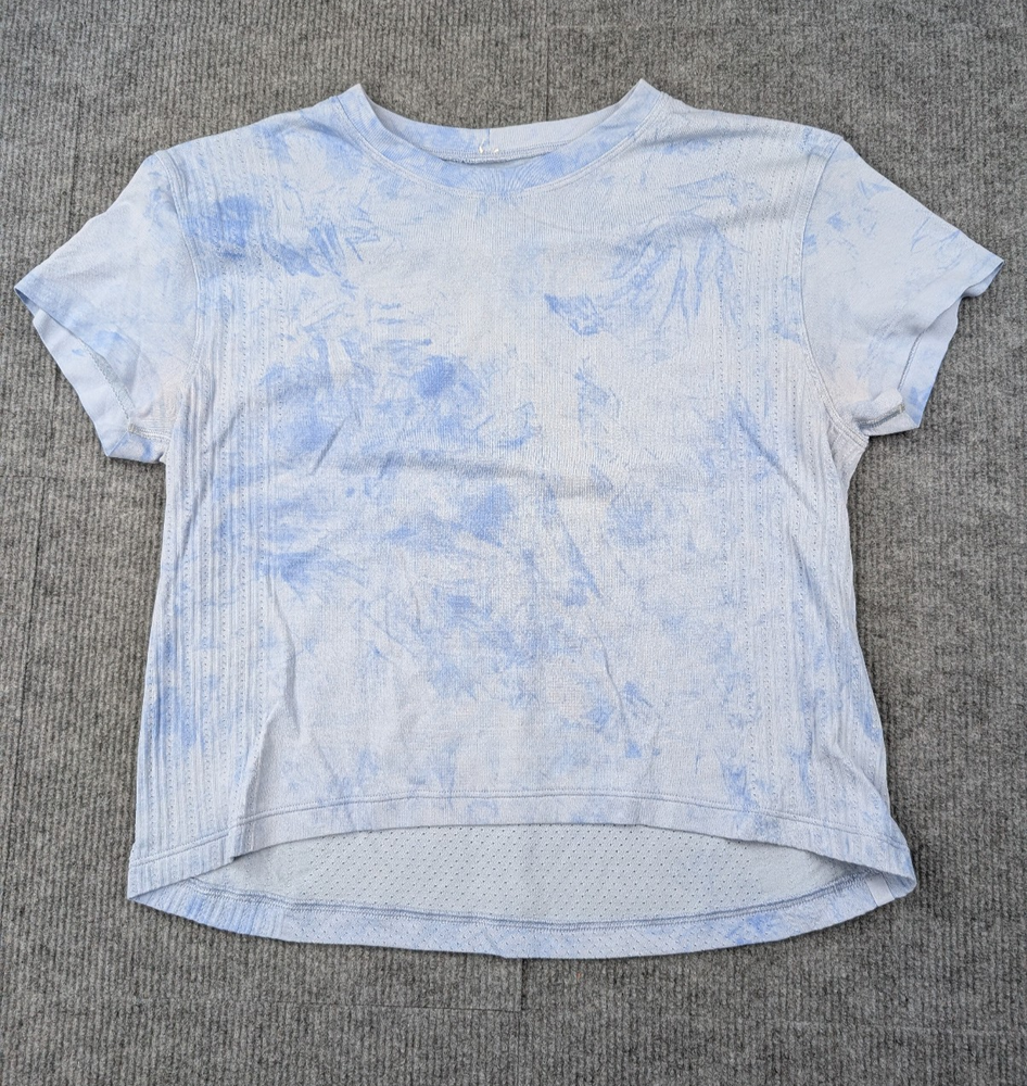 Lululemon Train To Be Shirt Womens 6 Blue Tie Dye Lightweight Athletic Top Gym
