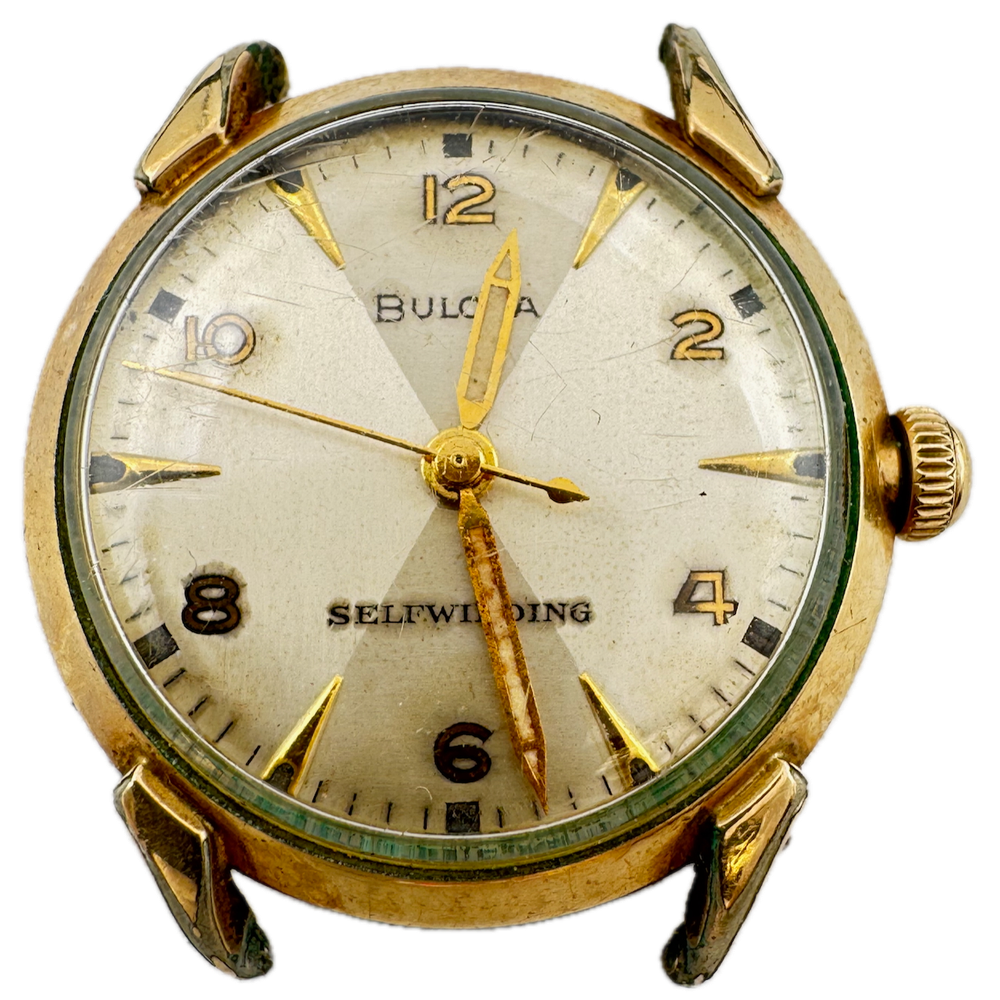 Vintage 1959 Bulova Sector Automatic Mens Watch 11 AFAC Steel & 10k RGP