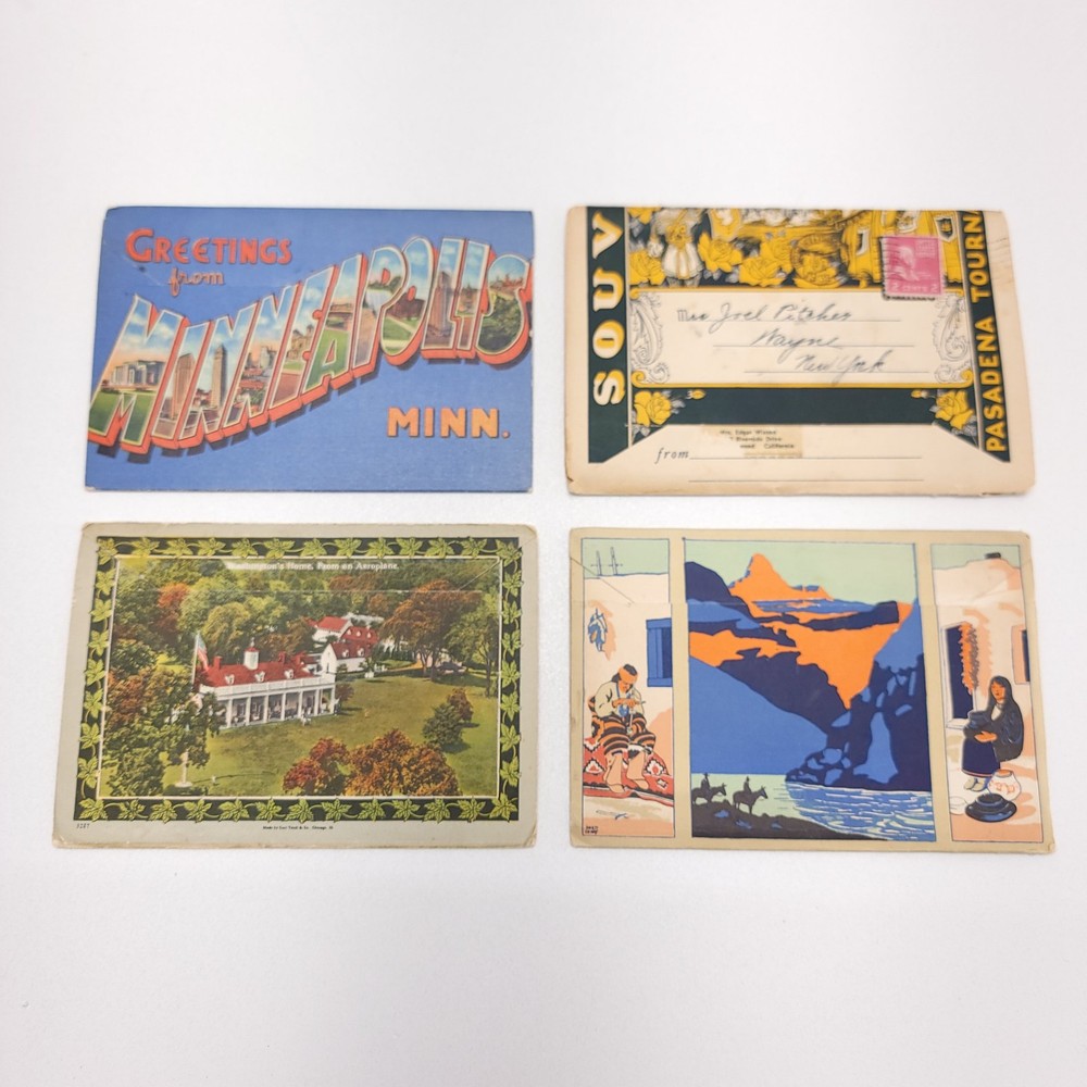 Vtg Post Card Lot 4 Greetings From Pasadena Minneapolis Grand Canyon Mt. Vernon