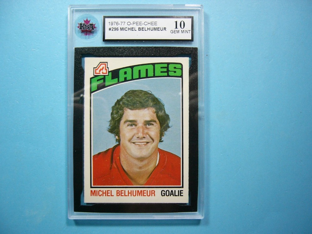 1976/77 O-PEE-CHEE NHL HOCKEY CARD #296 MICHEL BELHUMEUR KSA 10 GEM MINT OPC