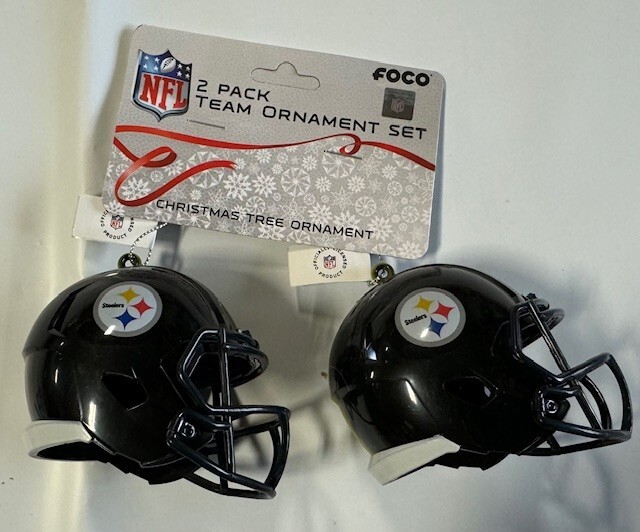 Pittsburgh Steelers Helmet - 2 pack Plastic Christmas Tree Holiday Ornament Logo