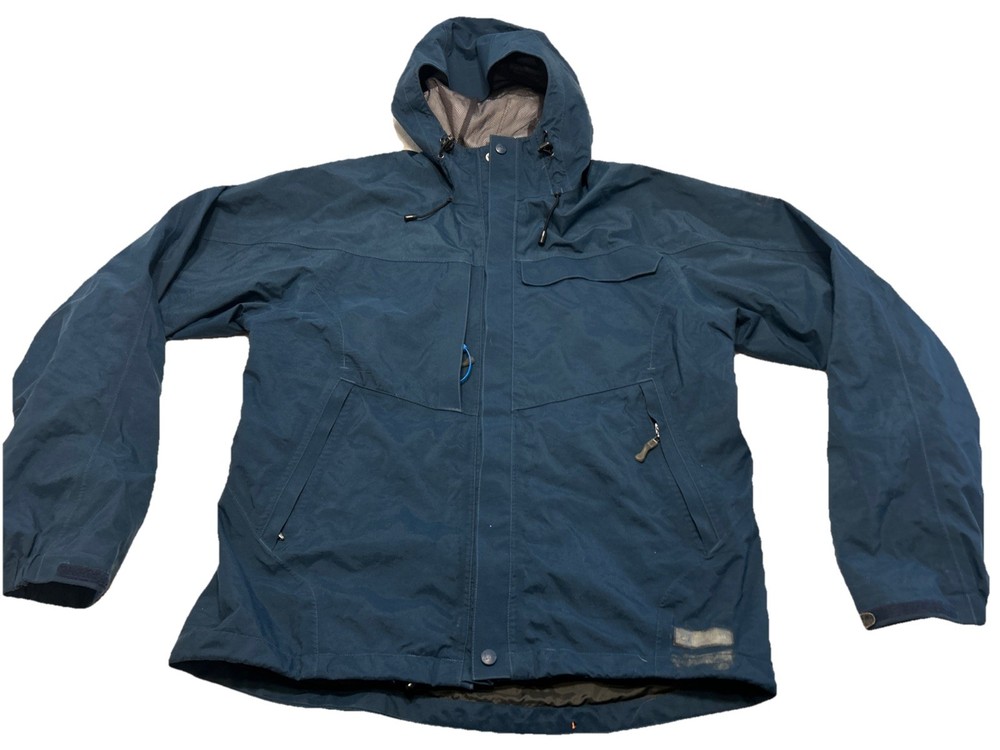 REI E1 Elements Rain Jacket Mens Size Medium Blue Waterproof Full Zip Pockets