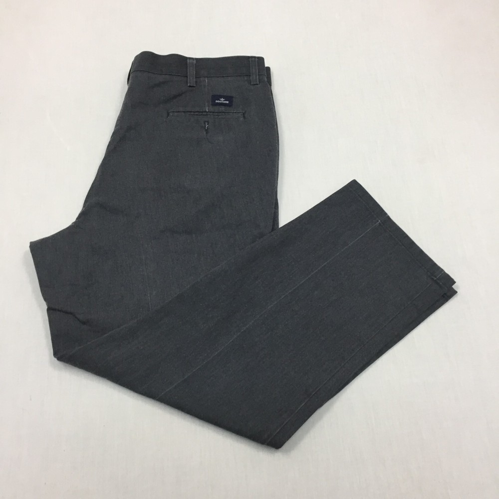 Dockers Chino Trousers Cotton Pants Straight Fit Mens Size 40W 30L Grey