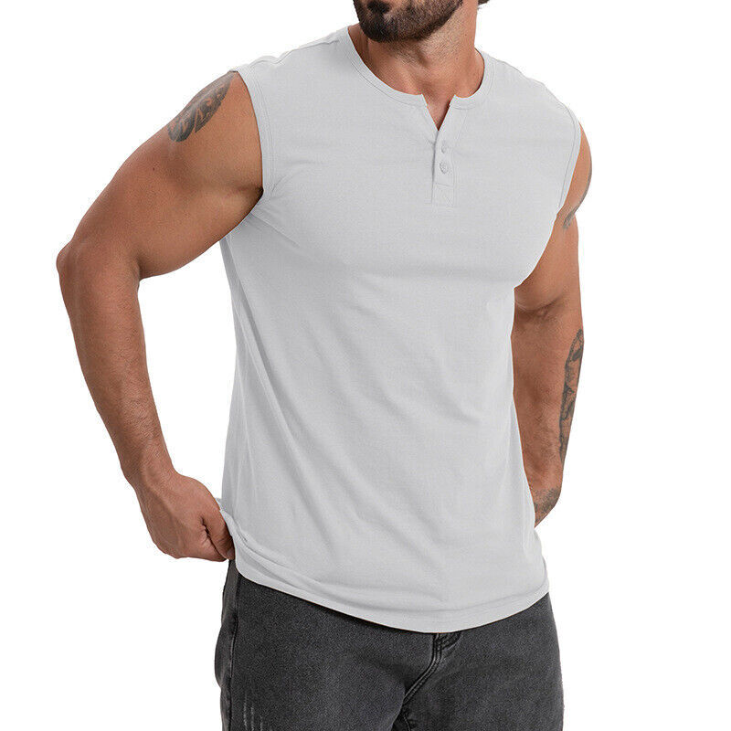 Men's Casual Sports Sleeveless Vest Cotton T-shirt Fitness Loose Gym Tank Tops