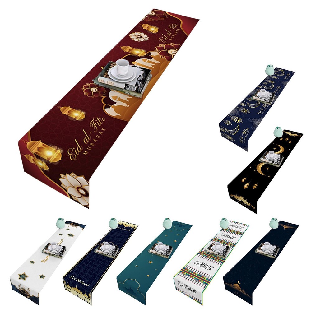 Seasonal Eid Festival Table Cover Islamic Table Runner For Eid Party 33x180cm-image