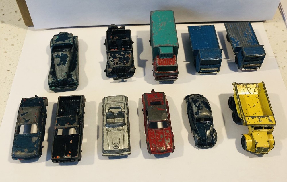 Lot of 11 Vintage Lesney, Tootsie Toy & Midge Toy Metal Cars