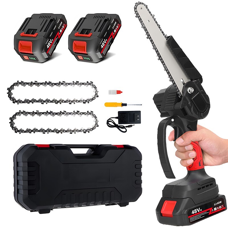 6-Inch Cordless Mini Chainsaw with Dual Battery - Lightweight Handheld Chainsaw for Easy Cutting