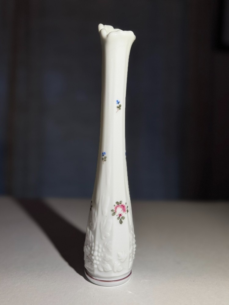 Vintage Westmoreland Milk Glass Grape Panel Bud Vase