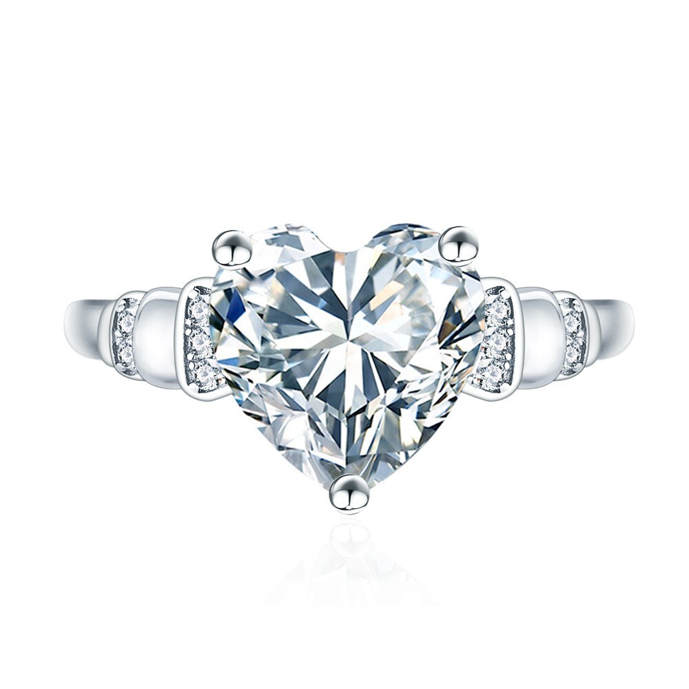 4ct Moissanite Heart 10x10mm 925 Silver Engagement Ring