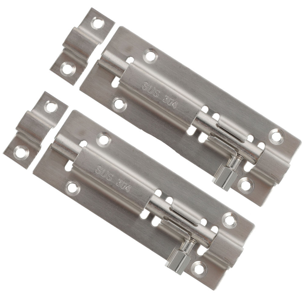 2 Stainless Steel Pin Lock and Swivel Push Door Reinforcer Set for Enhanced Security