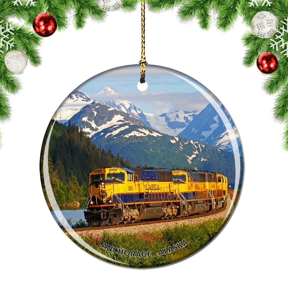 Alaska Anchorage Railroad USA Christmas ornament city travel souvenir