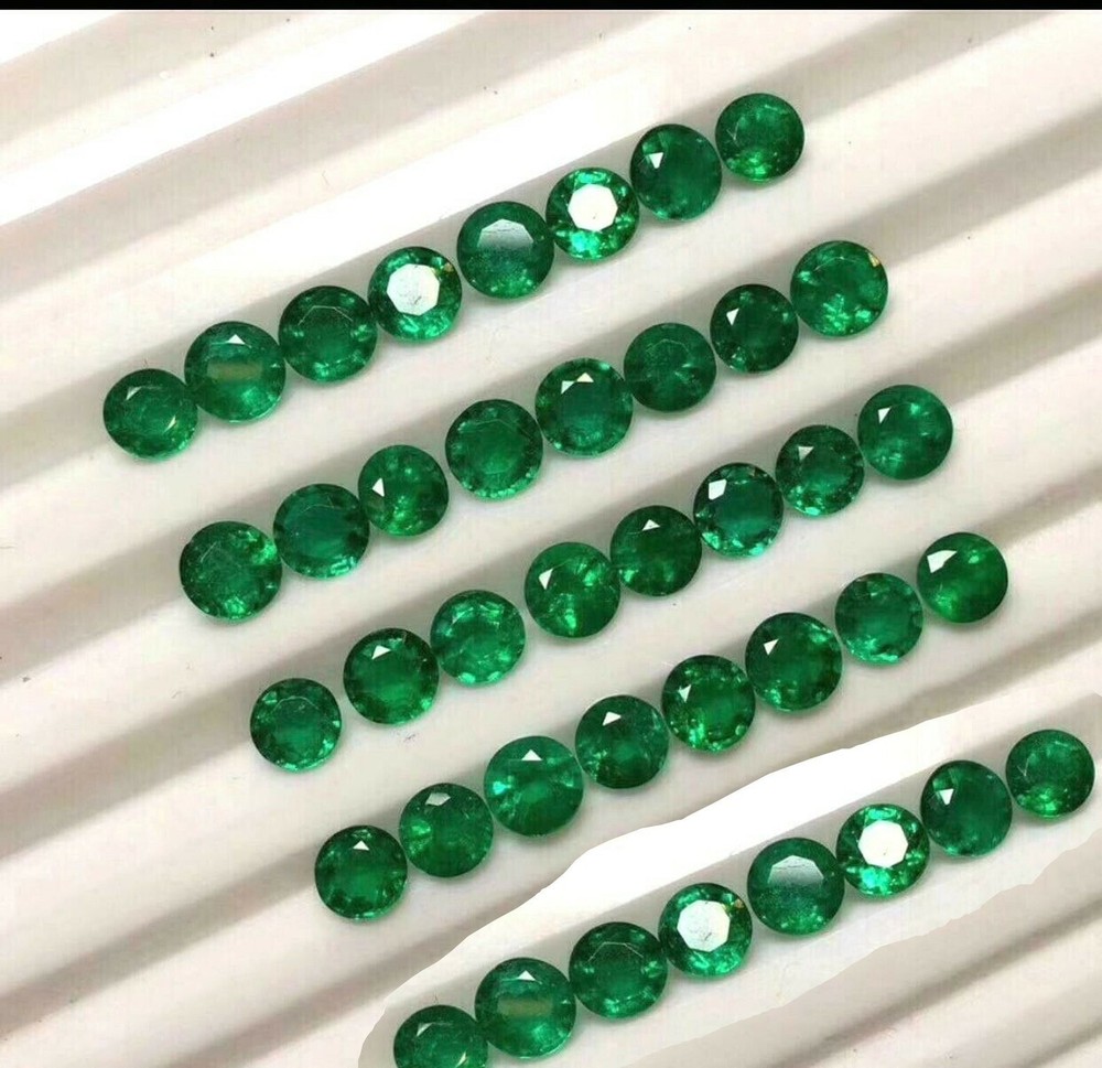 4mm Certified Colombian Green Emerald Loose Gemstones Lot of 25