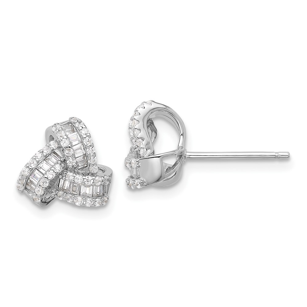 Sterling Silver Rhodium-plated Cubic Zirconia Love Knot Post Stud Earrings 2.3gm