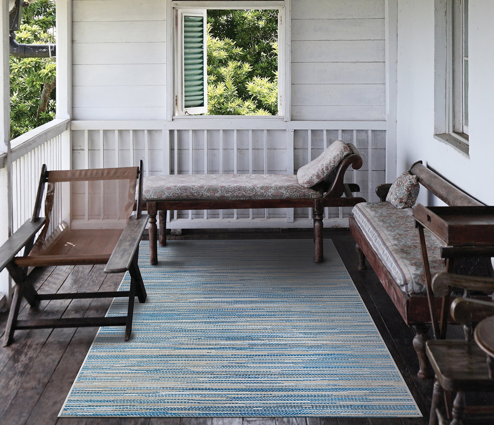 Couristan Monte Carlo Coastal Breeze Indoor Outdoor Rug 2x3.7 Ocean Blue