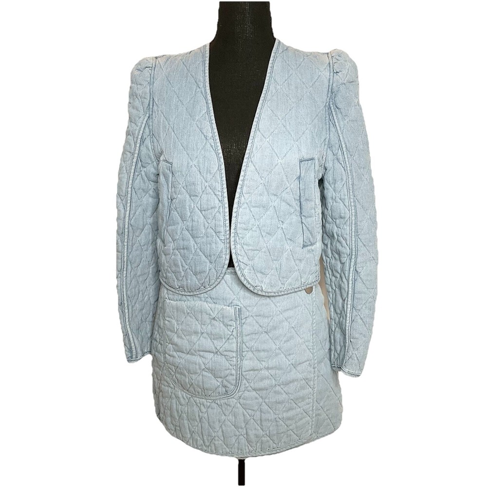 Blank NYC Womens Cord Set Crop Denim Style Jacket Skirt SZ S Y2K Coquette