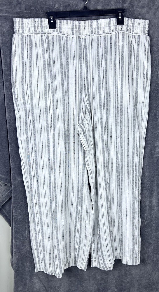 Time and Tru Womens 3XL Black White Striped Pull-Up Casual Pants