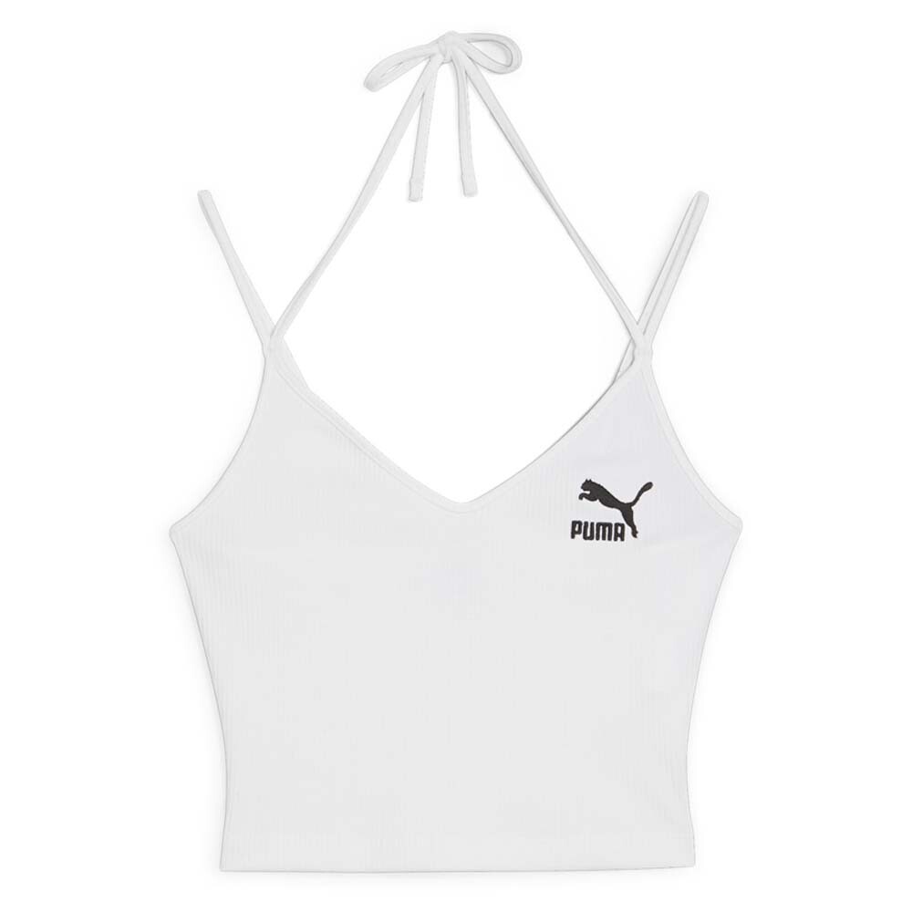 Puma Classics Ribbed Crop Logo Scoop Neck Cami Womens White Casual  Athletic 624