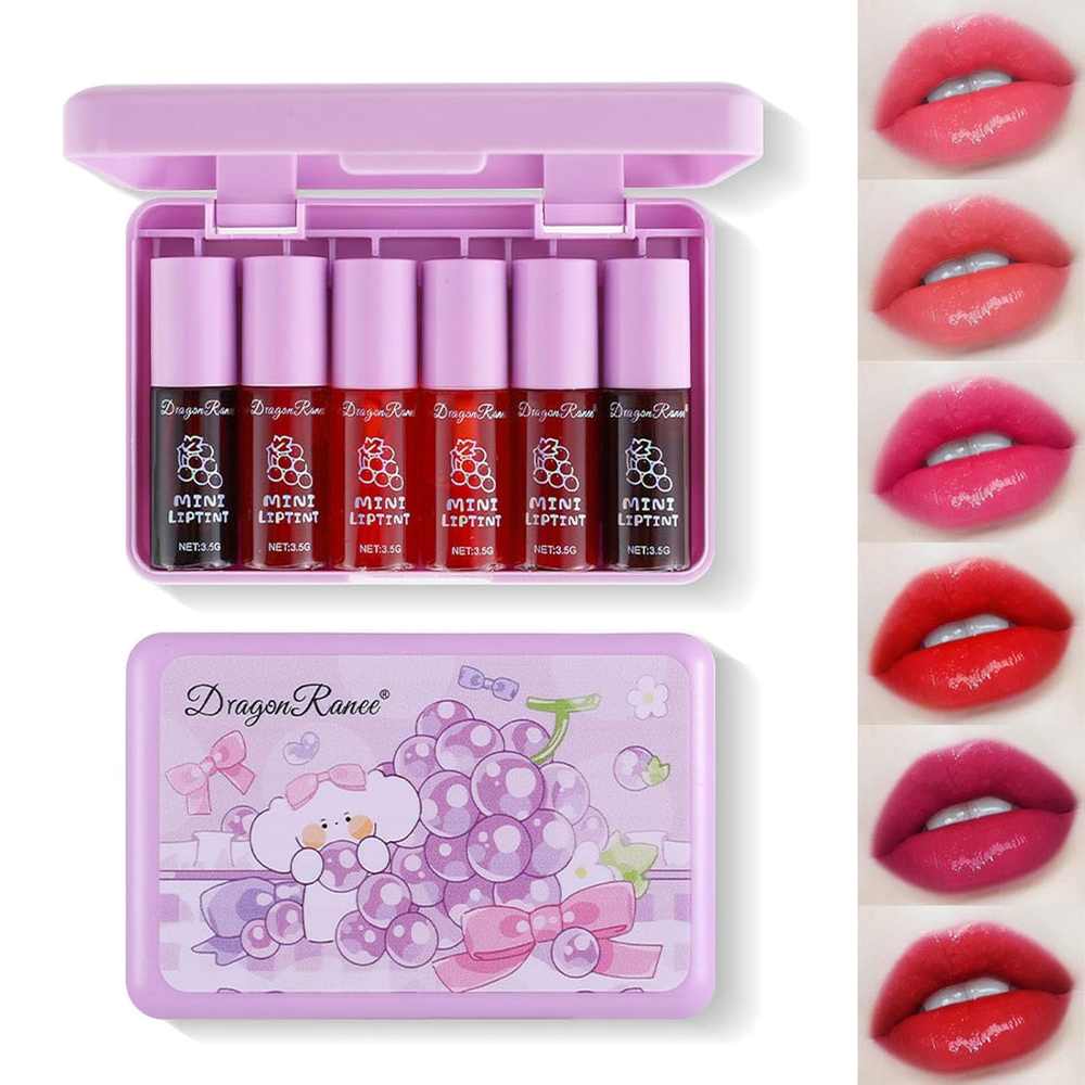 6 Colors Lip Tint Stain Korean Lip Gloss, Matte Velvet Lip Tint Natural Plumping