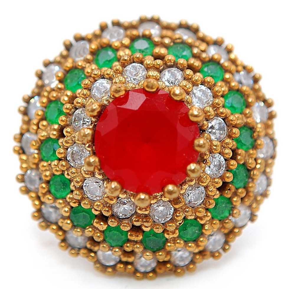 4CT Treated Ruby Ottoman Empire Style 925 Sterling Silver Ring Size 7.5