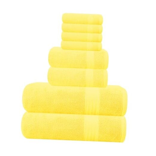 Ultra Soft 8-Piece Towel Set - 100% Pure Ringspun 8 Piece Towel Set Yellow