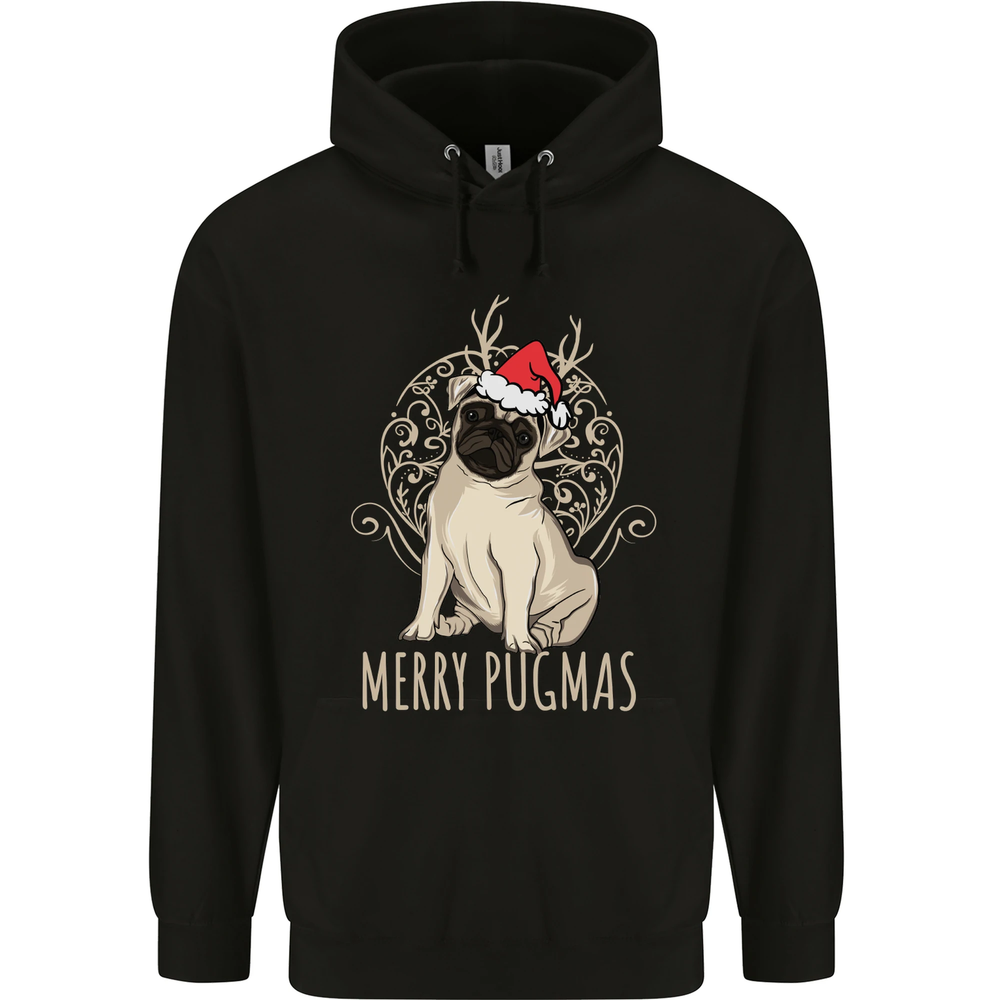 Merry Pugmas Funny Christmas Pug Mens 80% Cotton Hoodie