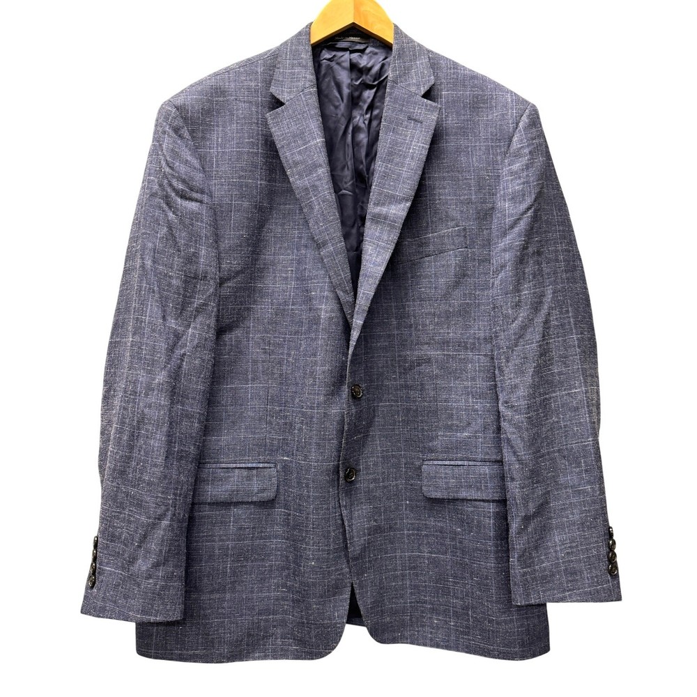 Lauren Ralph Lauren Blazer Mens 44 R Blue Sport Coat Coastal Wool Silk Linen