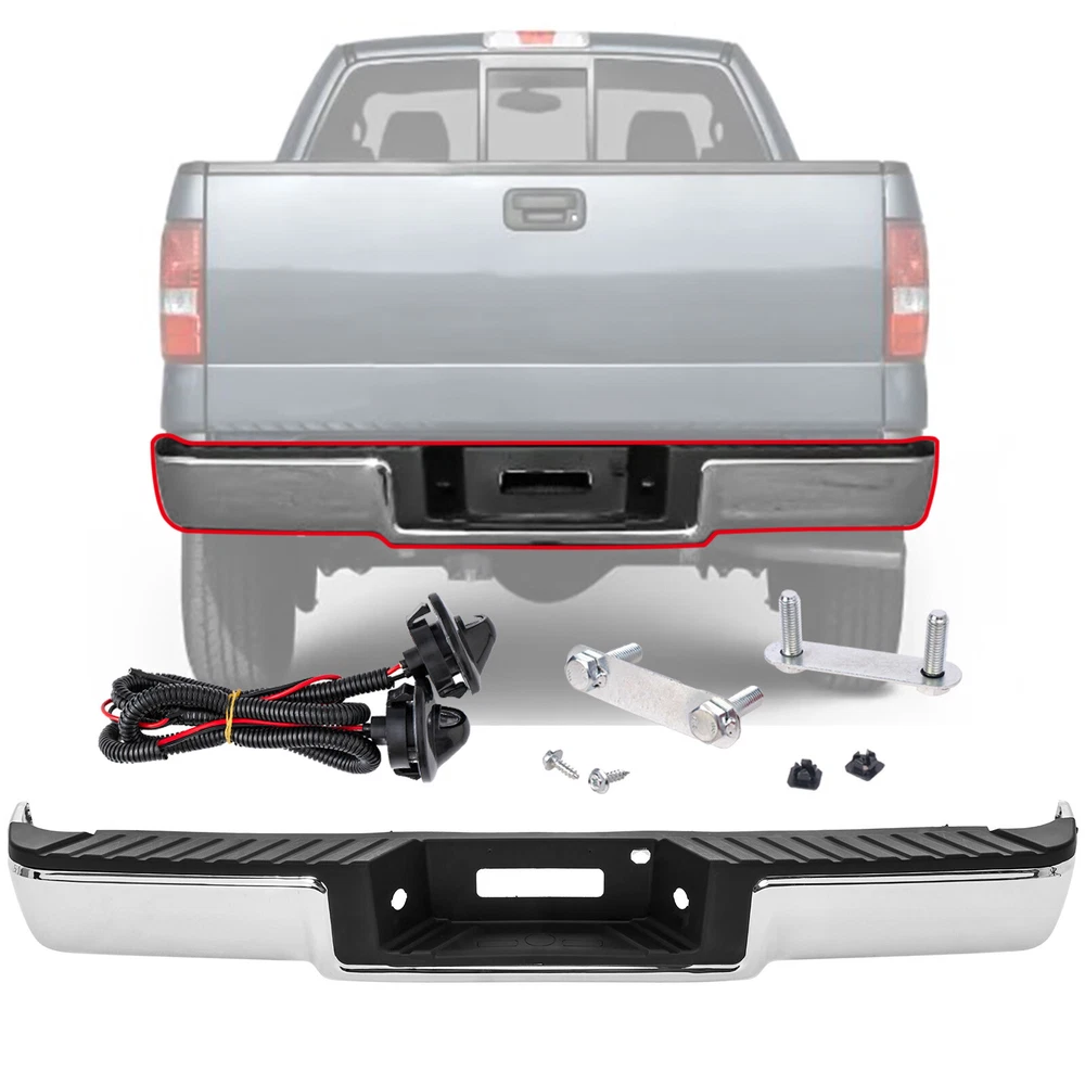 Chrome Steel Step Bumper Assembly For 2004-2006 Ford F-150 Fleetside/Styleside
