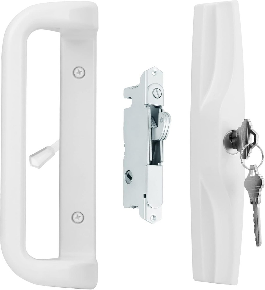 White Sliding Door Handle with Lock for 3-15/16