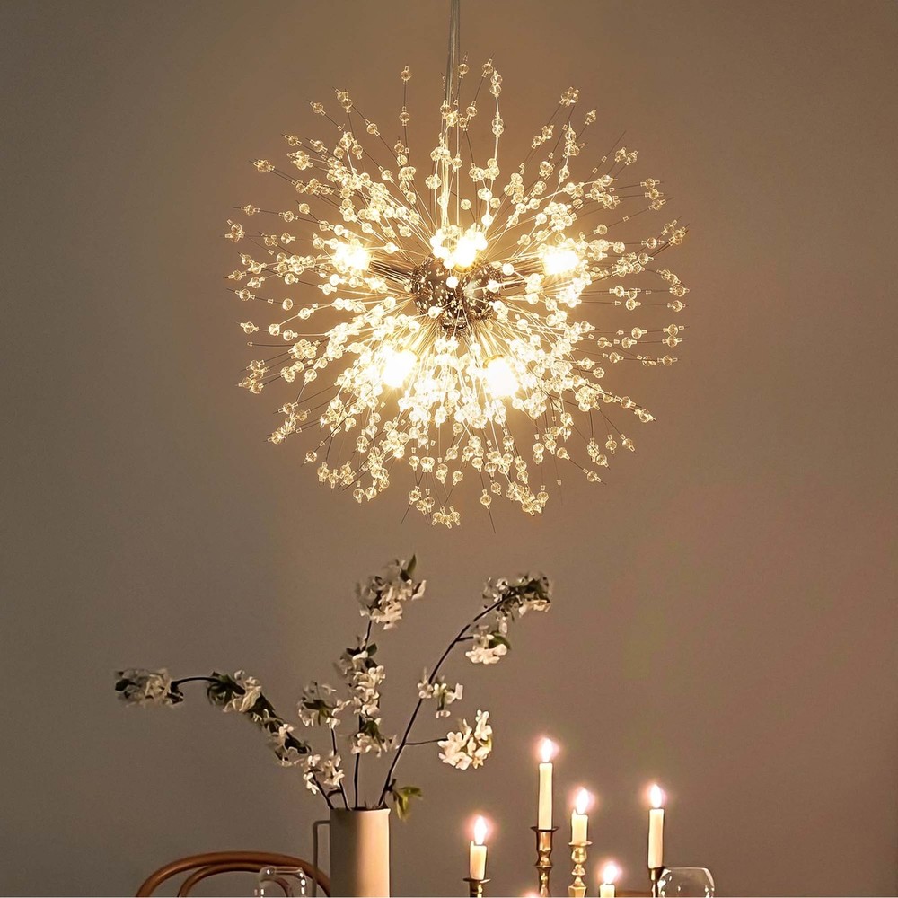8-Light Modern Luxurious Sputnik Starburst Sphere Pendant Chrome