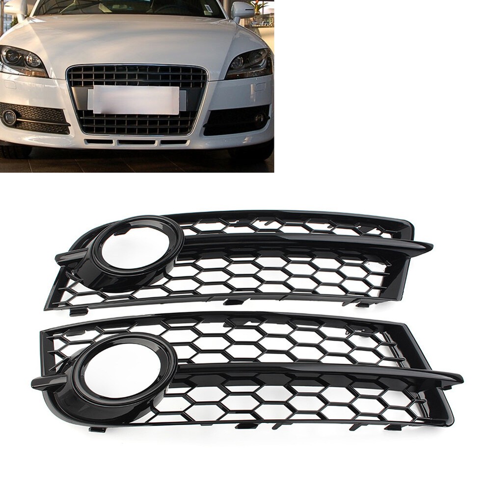 Pair Front Bumper Honeycomb Mesh Fog Light Grille Cover For Audi TT 8J 2006-2014