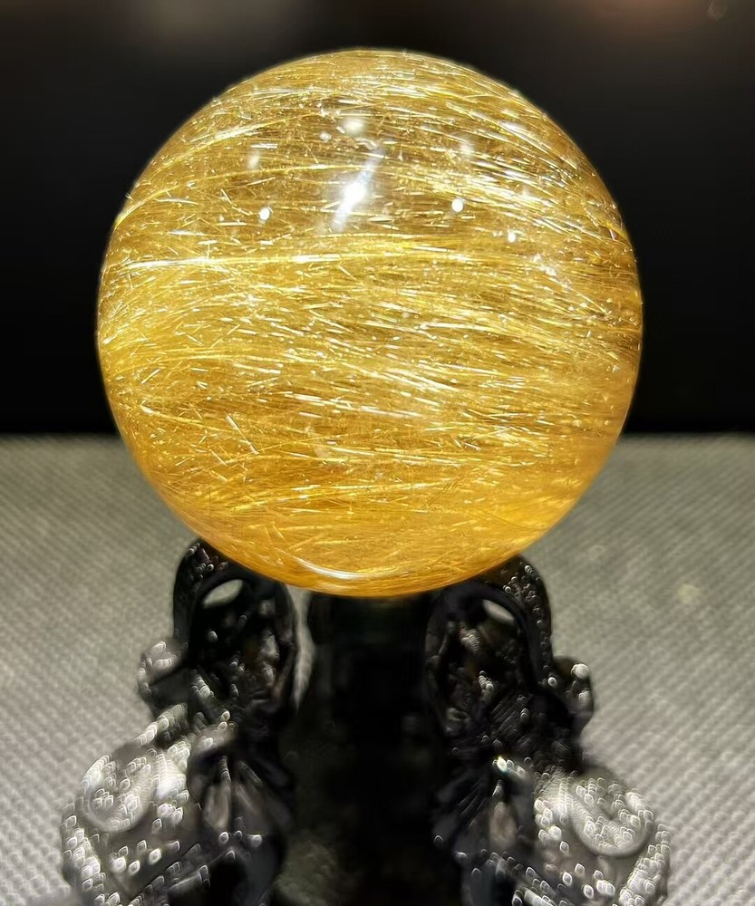 64mm Top Natural Hair Crystal Rutilated Quartz Ball Healing Crystal Reiki Sphere