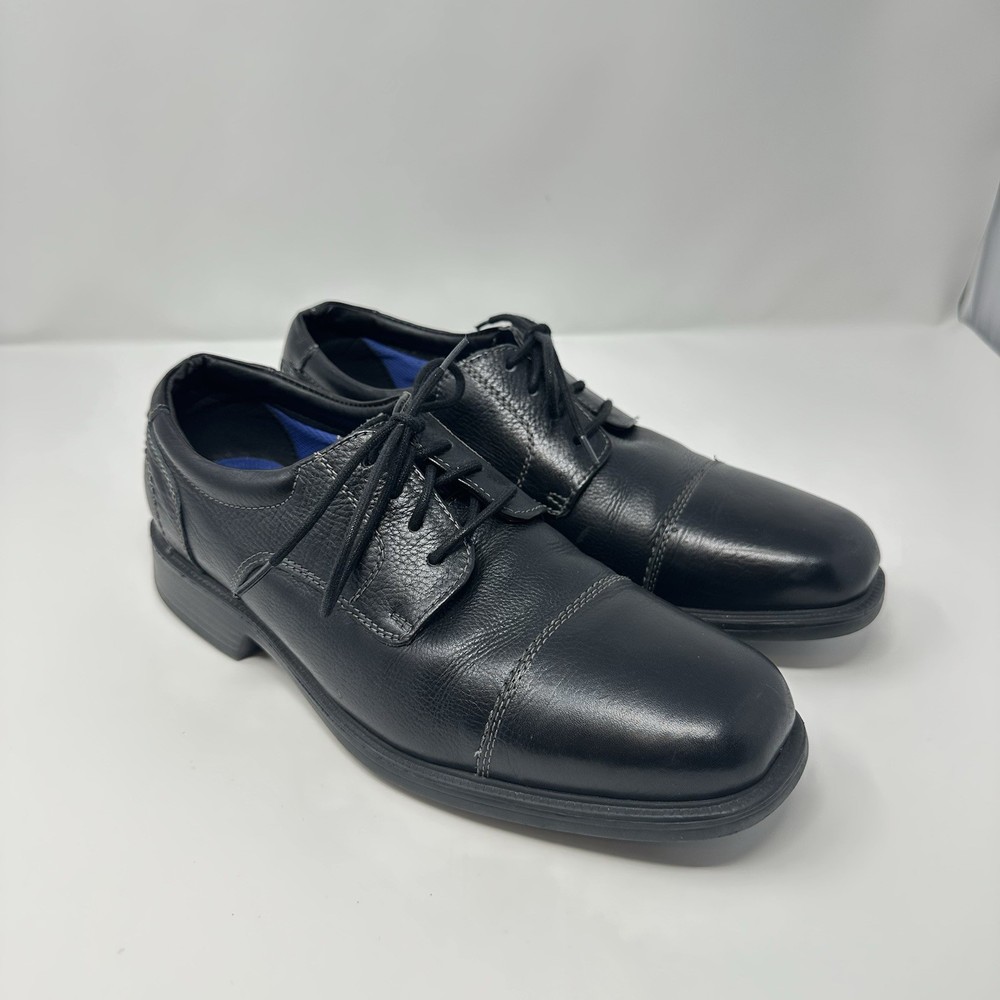 Mens Size 10.5D 10.5 D  Florsheim Leather Cap Toe Oxford Black Dress Shoes