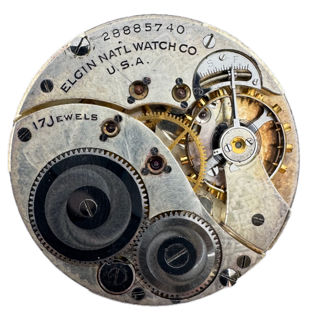 1926 Elgin 17 Jewel Brushed 345 USA Vintage Pocket Watch Movement 12 Size  
