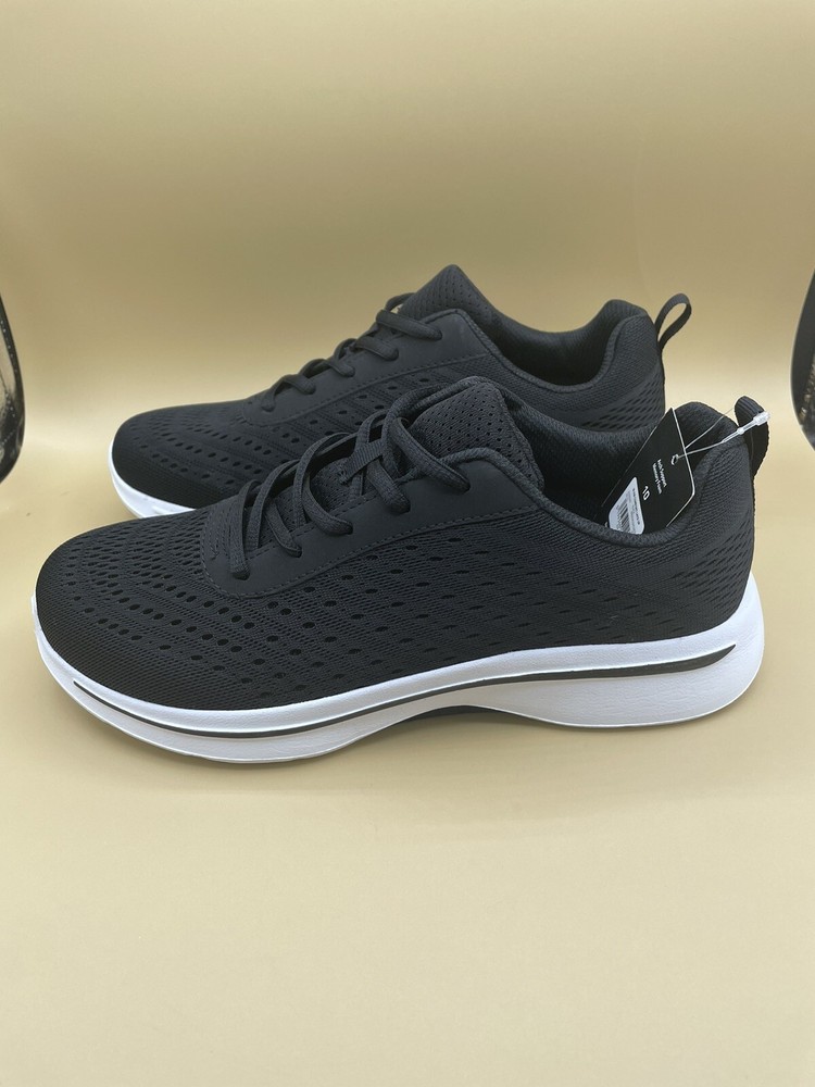 Sz 10 Women Athletic Works Comfort LaceUp Sneakers Black Mesh Memory Foam  New