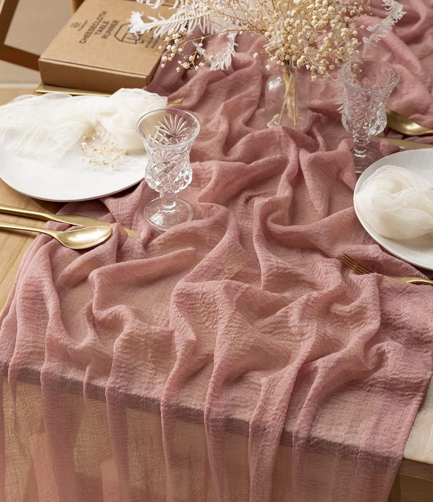 Cheesecloth Table Runner 10 Ft Gauze Boho Fabric Rustic Dusty Rose Pink Cheese C