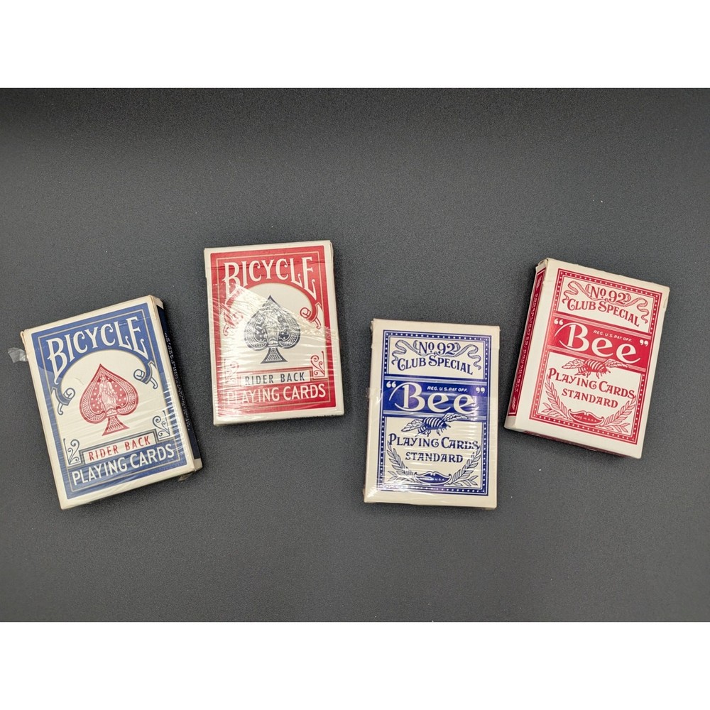 Vintage Playing Cards 4-Pack - Bee, Bicycle, Golden Nugget for Card Games