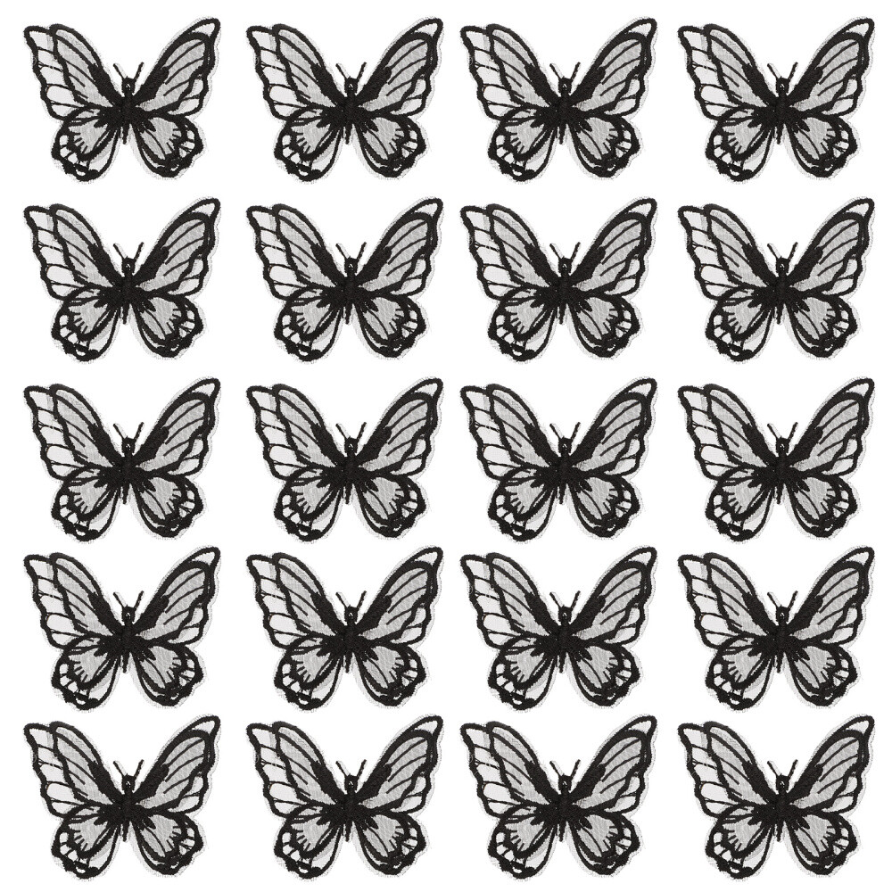 20 Pcs Sewing Patches Butterfly Three-dimensional Cloth Sticker