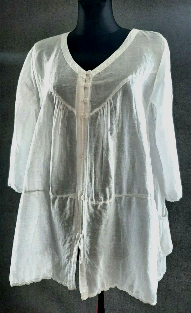 GUDRUN SJODEN lagenlook tunic organic shirt Blouse women's M with pockets12