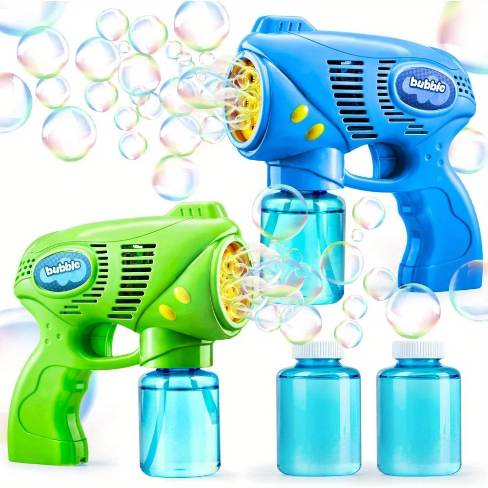 2 Pack Bubble Gun with Refill Solution Automatic Bubble Blower Kids Toy
