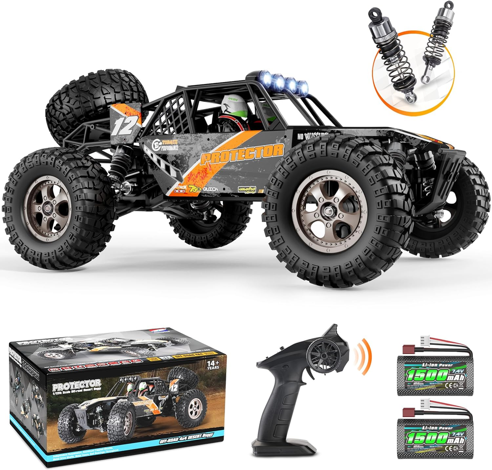 Remote Control Car,1:12 Scale 4X4 RC Cars Protector 38+ KM/H Speed, 2.4G All-Ter