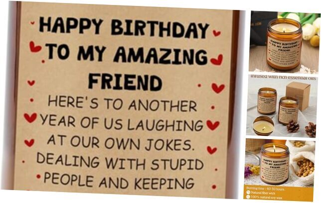 7oz Lavender Scented Soy Wax Happy Birthday Candle Gift for Women