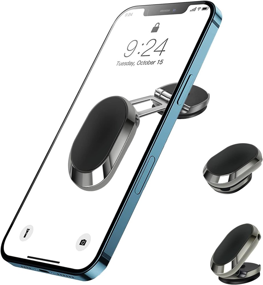 Folding Magnetic Car Phone Holder with 360° Rotation and 6X Strong Grip Universal Mount