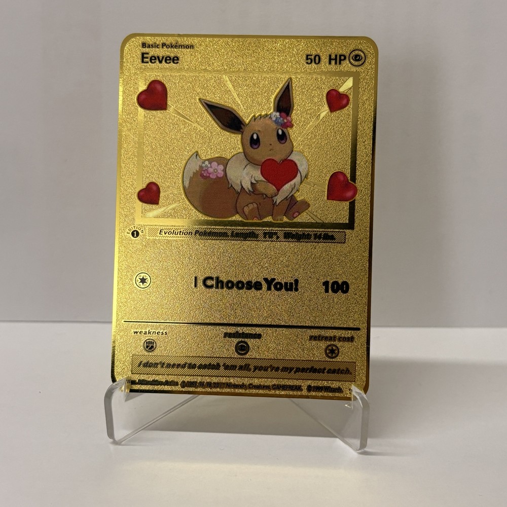 Eevee Gold Metal Pokémon Card-Collectible Gift Display！HOT!