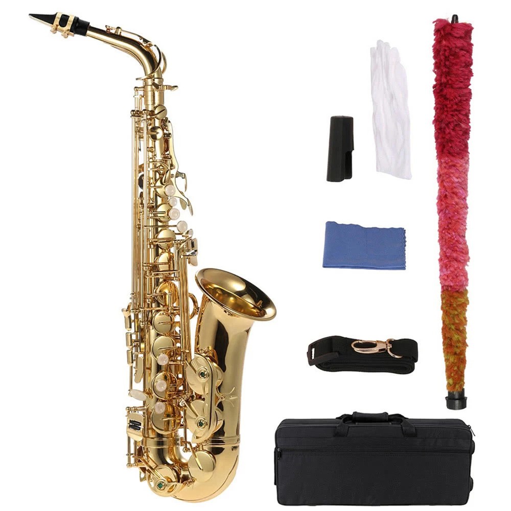 Alto Saxophone Brass Lacquered Gold Eb E Flat Sax W/ Mouthpiece Carry Case U1P5