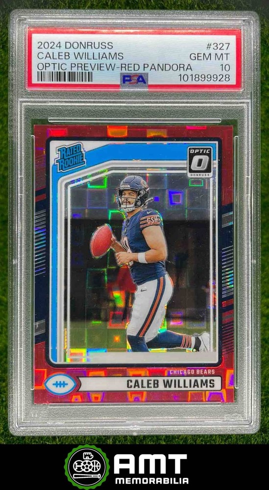 928 2024 Panini Donruss Caleb Williams Optic RC Preview Red Pandora Bears PSA 10